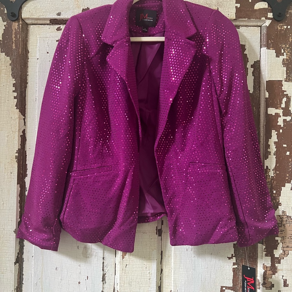 JM Collection by John Meyer Women's Sequin Blazer